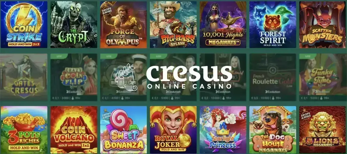 Lobby des jeux Cresus Casino en format large